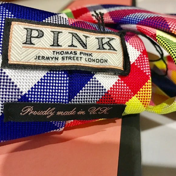✨VIBRANT NEON✨🔥🆕💯LVMH AUTHN THOMAS PINK STRIKING BRIGHT NEON GEOMETRIC WOVN TIE🔥 - Picture 6 of 17